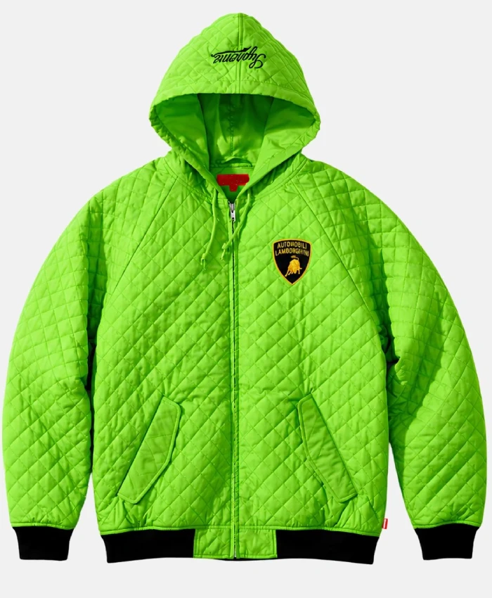 Supreme Automobili Lamborghini Zip Up Hooded Green Work Jacket