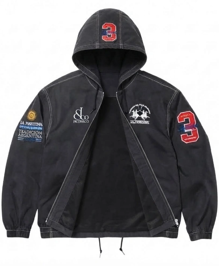 Supreme La Martina Black Cotton Hooded Jacket