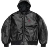 Supreme x Jordan Hooded Black Leather Jacket