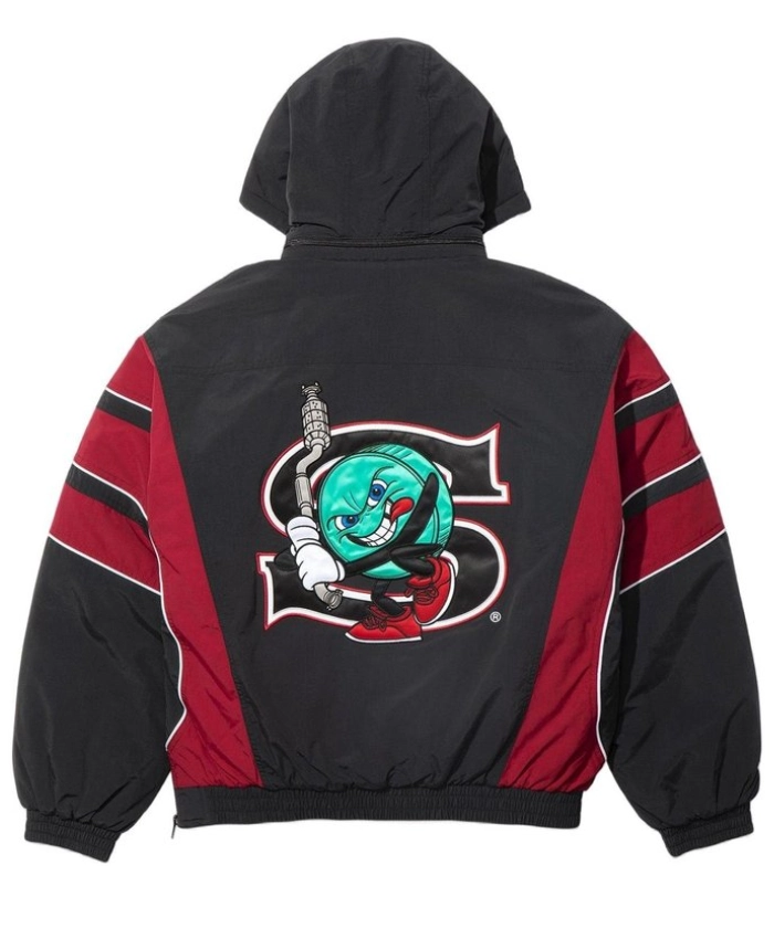 Supreme x SALEM Half Zip Black Stadium Jacket