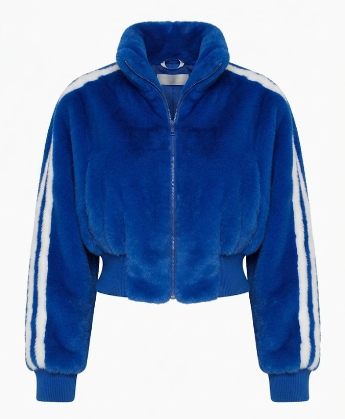 TV Series Ted Lasso Juno Temple Blue Fur Jacket