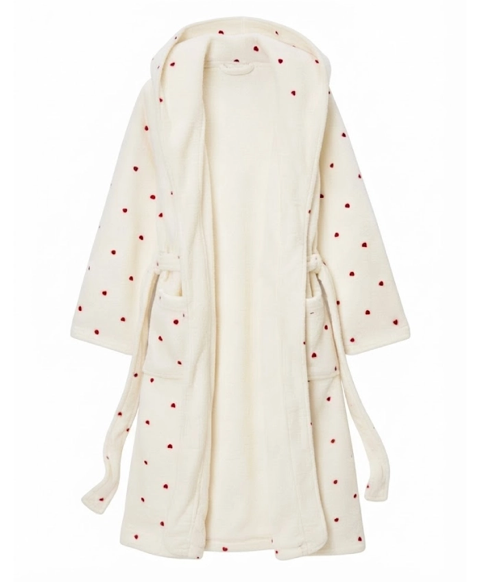 TV Series Ted Lasso Season 4 Pink Heart Print Belted Robe
