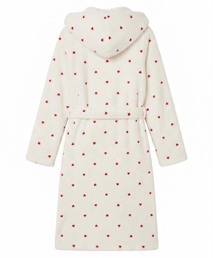 TV Series Ted Lasso Season 4 Pink Heart Print Cream Belted Robe
