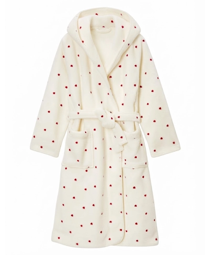 TV Series Ted Lasso Season 4 Pink Heart Print Cream Robe