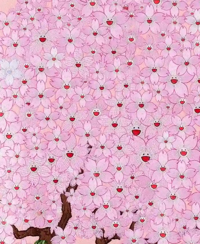Takashi Murakami Japan Mononoke Sakura Pink Wool Varsity Bomber Jacket