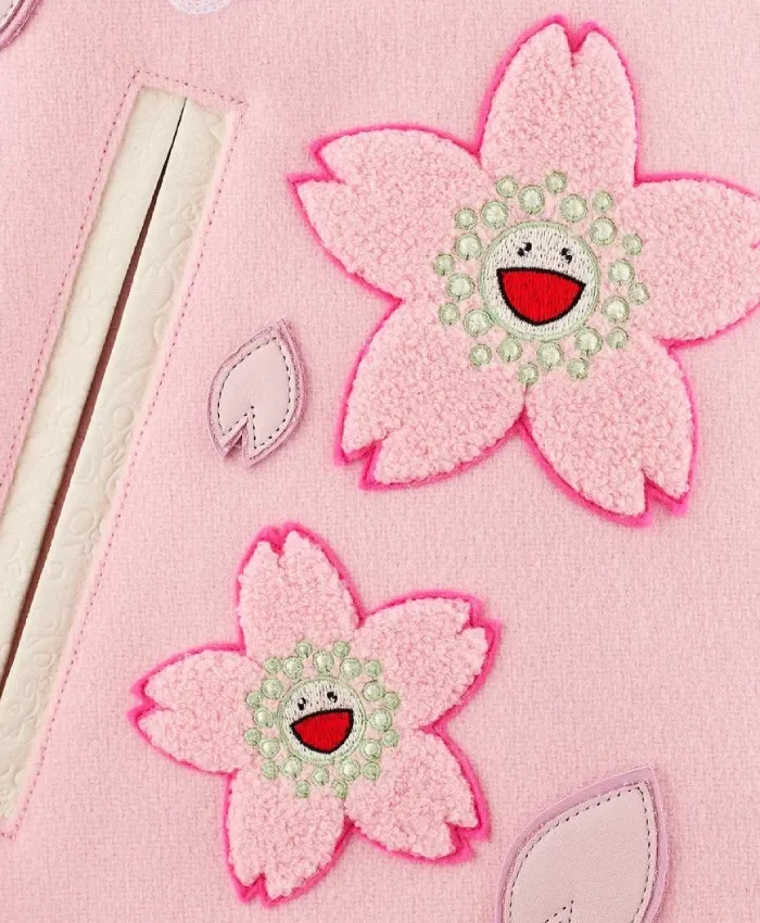 Takashi Murakami Japan Mononoke Sakura Wool Varsity Bomber Jacket