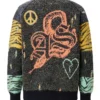 Tamia Cooper All American S08 Bre Z Distressed Grey Graphics Oversize Cardigan