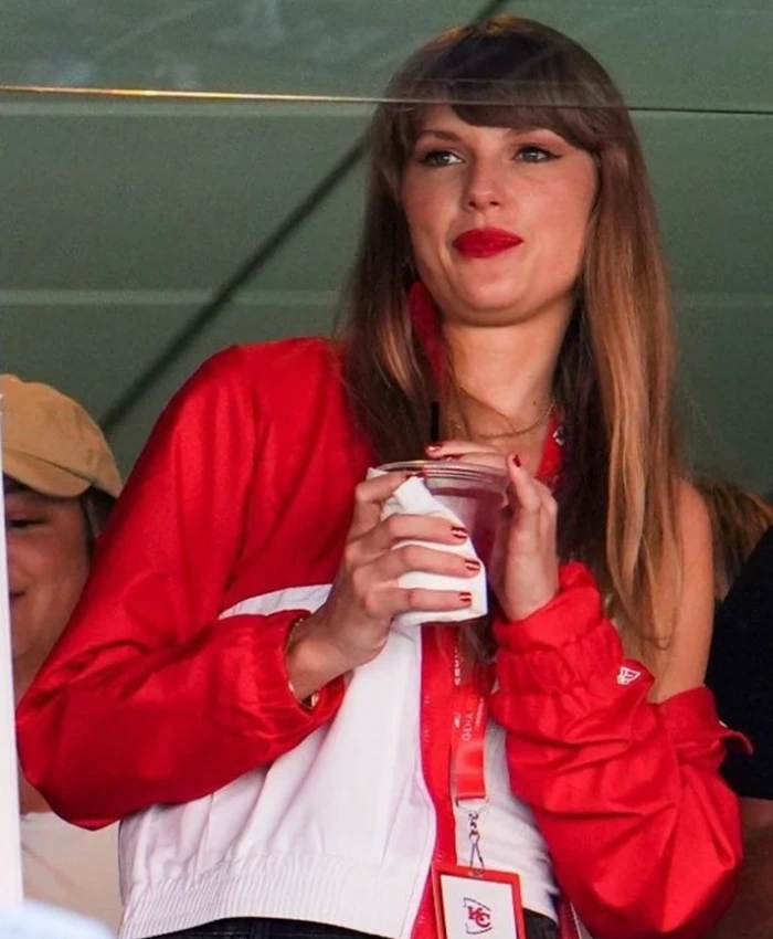 Taylor Swift Kansas City Chiefs Game Red and White Cotton Jacket On Sale
