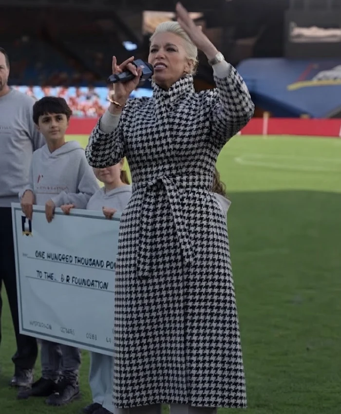 Ted Lasso S4 Hannah Waddingham Long Houndstooth Trench Coat