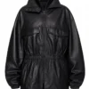 The Frankie Shop Carnaby Rihanna Black Leather Jacket On Sale
