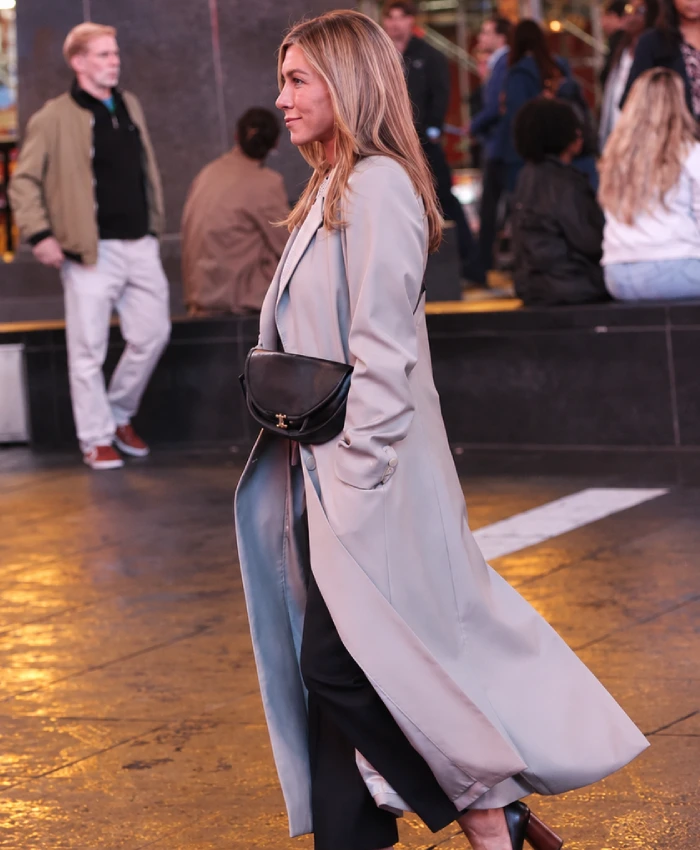 The Morning Show NYC 2026 Jennifer Aniston Beige Trench Coat