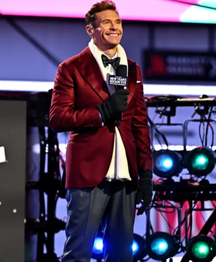 The New Years Eve Celebration 2026 Ryan Seacrest Party Burgundy Blazer