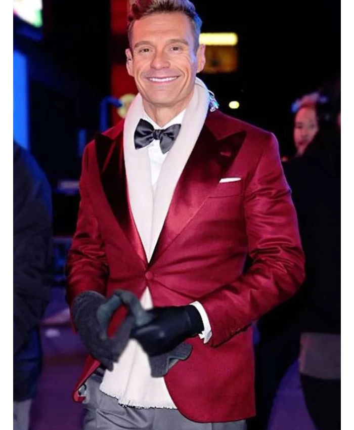 The New Years Eve Celebration Ryan Seacrest Party Burgundy Blazer