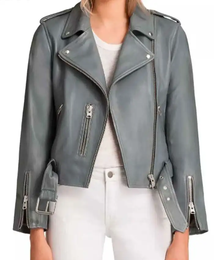 The Rookie S03 Mekia Cox Grey Biker Leather Jacket