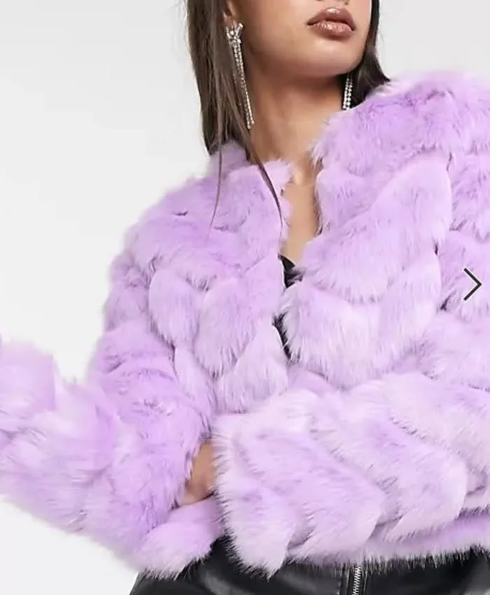 The Wilds Fatin Jadmani Purple Fur Jacket