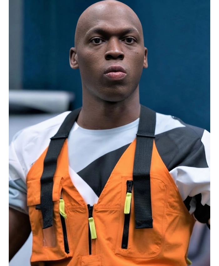 Thierry Zoreaux Ted Lasso S04 Moe Jeudy Lamour Orange Utility Vest