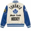 Toronto Maple Leafs Modern Originals Classic Rib Blue and White Wool Varsity Jacket