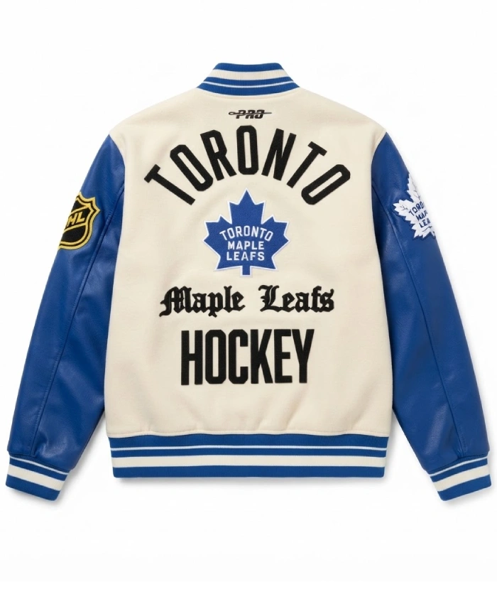 Toronto Maple Leafs Modern Originals Classic Rib Blue and White Wool Varsity Jacket