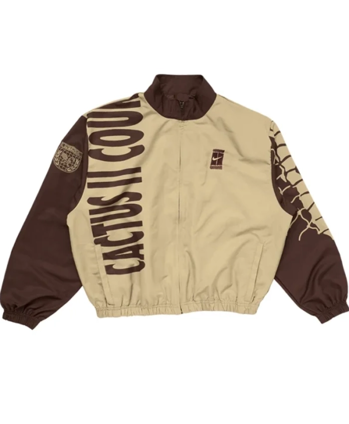 Travis Scott Cactus Jack x Nike Cactus Court Zip Beige And Brown Windbreaker Jacket