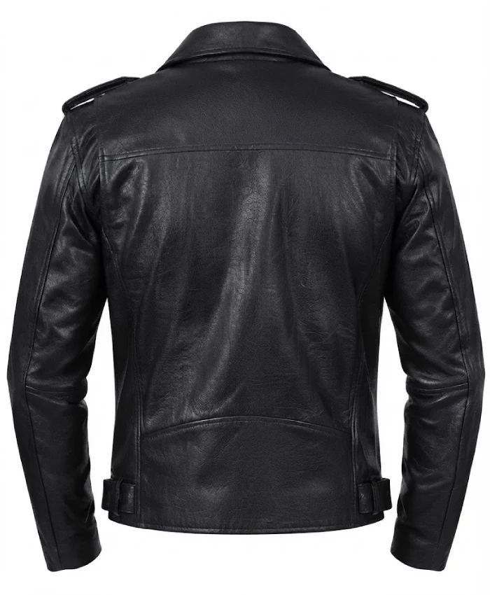 Trendy Black Premium Leather Motorcycle Jacket For Mens