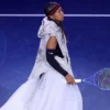 US Open 2026 Naomi Osaka Off White Patches Custom Hooded Gown On Sale
