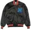 Vintage Charlotte Hornets Black Full Snap Satin Jacket
