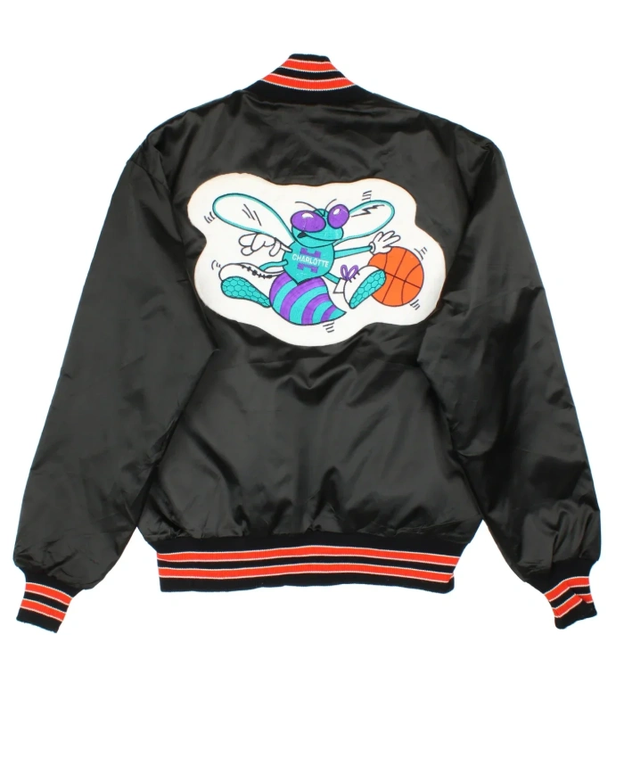 Vintage Charlotte Hornets Black Full Snap Varsity Jacket