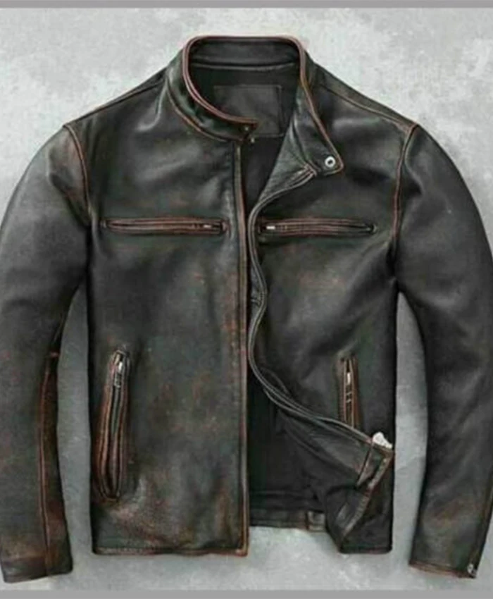 Men's Cafe Racer Real Vintage Leather Jacket