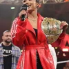 WWE NXT 2026 TNA Knockouts Champion Kelani Jordan Red Adidas 3 Stripes Hooded Coat