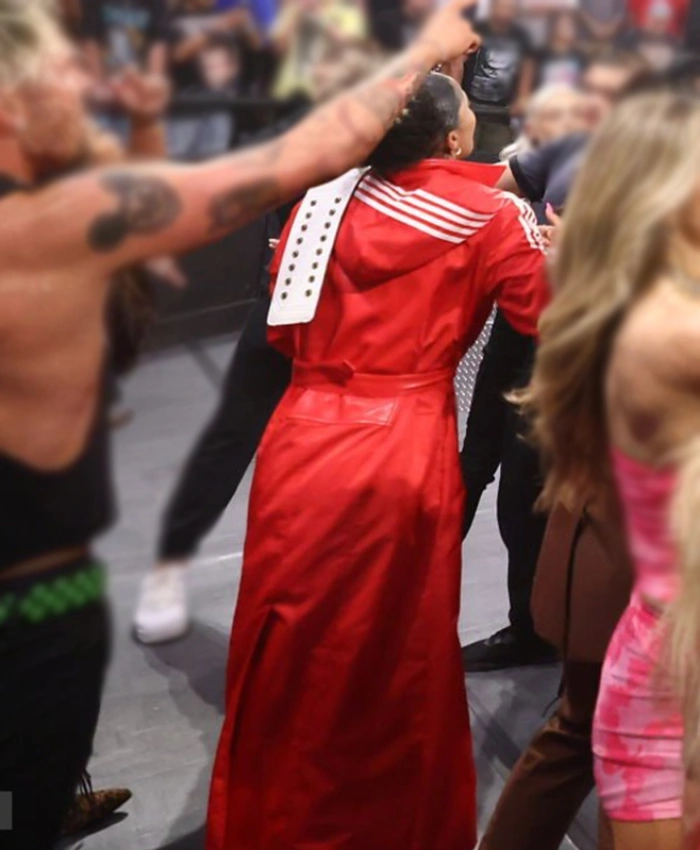 WWE NXT 2026 TNA Knockouts Champion Kelani Jordan Red Leather Adidas 3 Stripes Coat