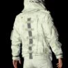 Womens PUBG White Leather Hooded Jacket 1