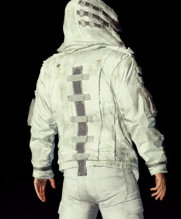 Womens PUBG White Leather Hooded Jacket 1