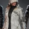 Womens PUBG White Leather Hooded Jacket