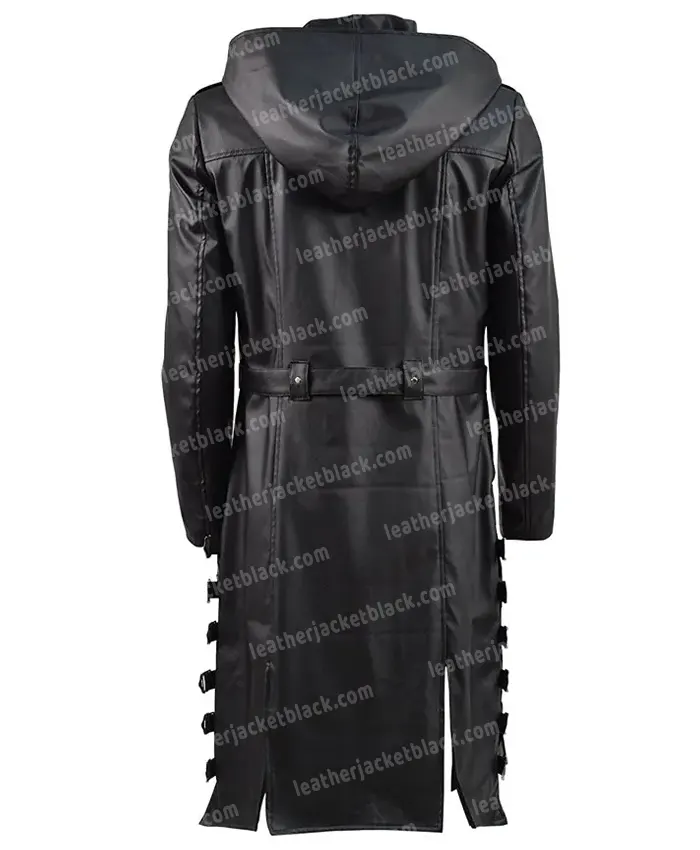 Womens Video Game PUBG Black Leather Coat