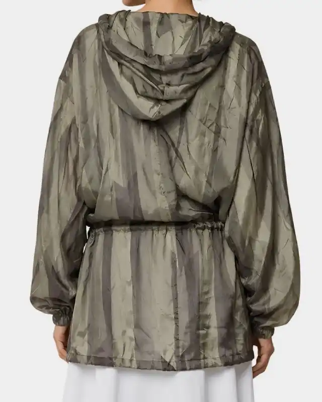 Anne Hathaway The Devil Wears Prada 2 Silk Striped Utility Jacket
