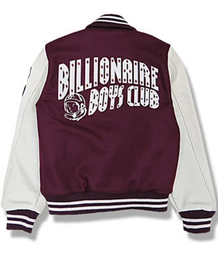4 Billionaire Boys Club BBC Varsity White Leather and Maroon Jacket