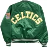 90s Boston Celtics Spellout Full Snap Green Bomber Jacket