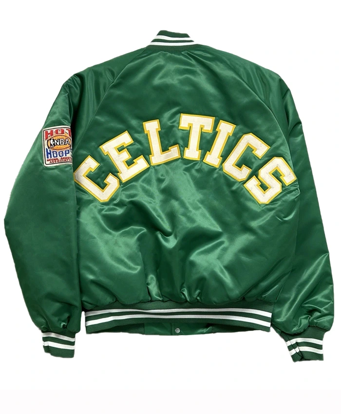 90s Boston Celtics Spellout Full Snap Green Bomber Jacket