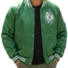 90s Boston Celtics Spellout Full Snap Green Satin Jacket