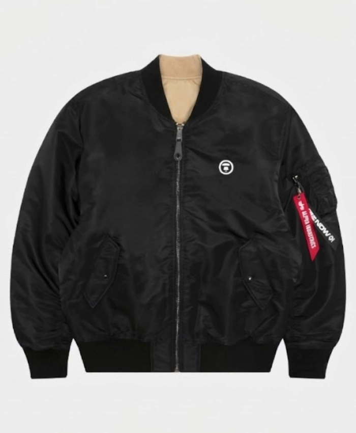AAPE x Alpha MA1 Black Bomber Jacket Sale