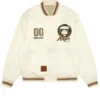 AAPEUNVS Embroidered Full Snap Off White Bomber Jacket For Sale 