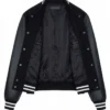 AMIRI Full Snap Wool with Leather Sleeves Black Varsity Jacket Sale