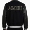 AMIRI Wool with Leather Sleeves Black Varsity Jacket For Sale