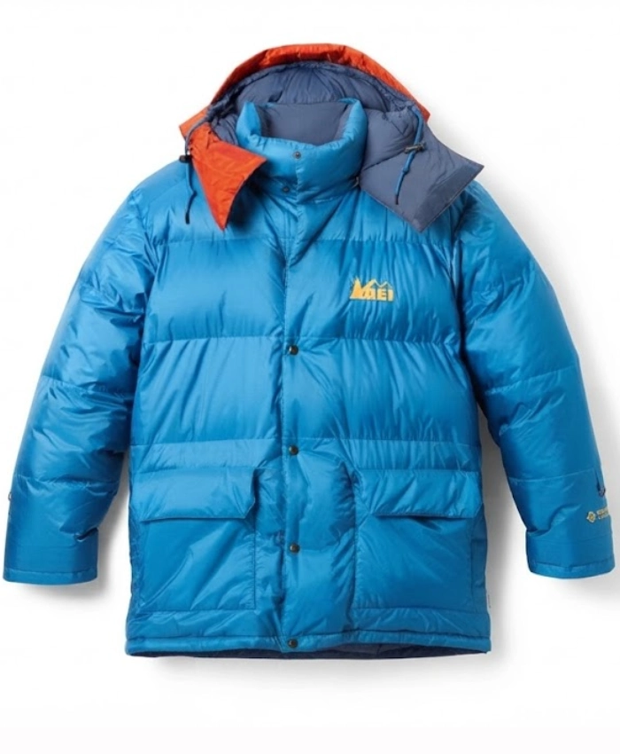 BEAMS × REI Co op Expedition Blue Puffer Hooded Jacket For Sale