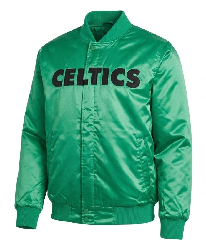 Boston Celtics Emerald Full Snap Green Bomber Jacket