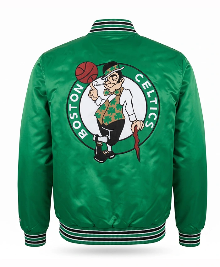 Boston Celtics Greenish Turquoise Bomber Jacket - Image 2