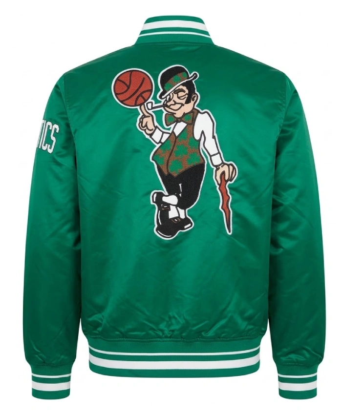Boston Celtics Logo Mascot Green Satin Jacket Sale