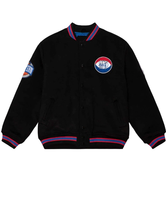 Brooklyn Nets Chenille Patches Full Snap Black Varsity Jacket