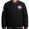 Brooklyn Nets Chenille Patches Full Snap Black Wool Jacket