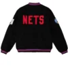 Brooklyn Nets Chenille Patches Full Snap Varsity Wool Jacket